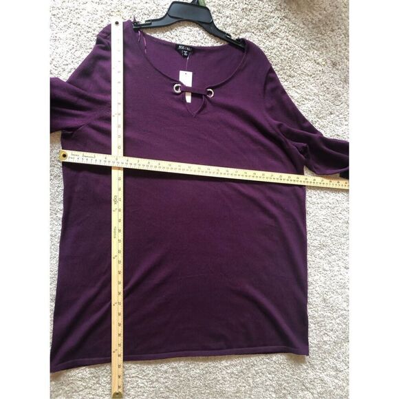 Roz&Ali Women’s Purple 3/4 Sleeve Crew Neck Blouse Size 2X NWT - Picture 7 of 7